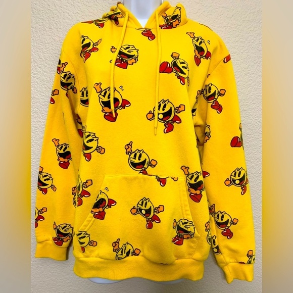 C-Life Group LTD Tops - PAC-MAN Pull Over Logo Hoodie Sweatshirt All Over Print Adult Size S